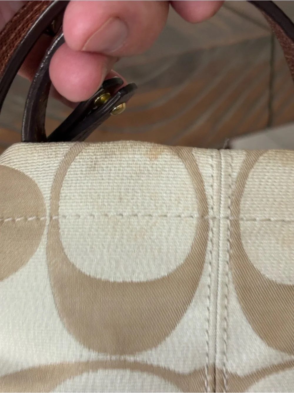 Coach Signature Canvas Shoulder Bag in Khaki/Chalk